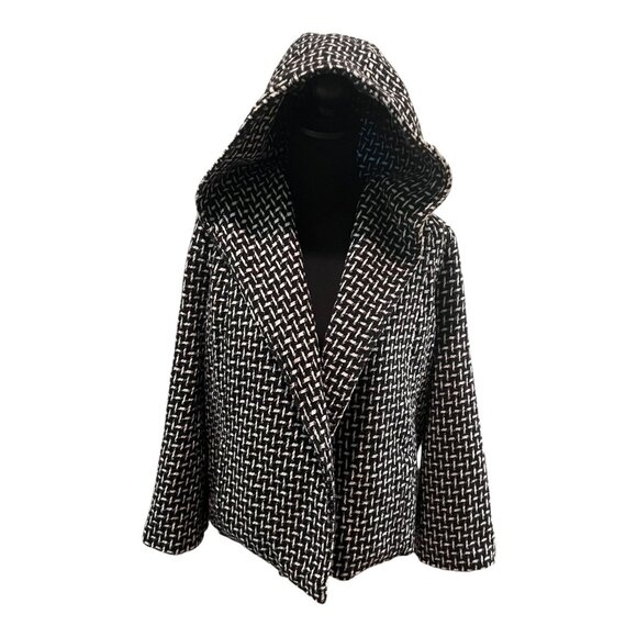 Jack By BB Dakota Hooded Polyester Wool Blend Wrap Tie Coat Size XS - Picture 2 of 8